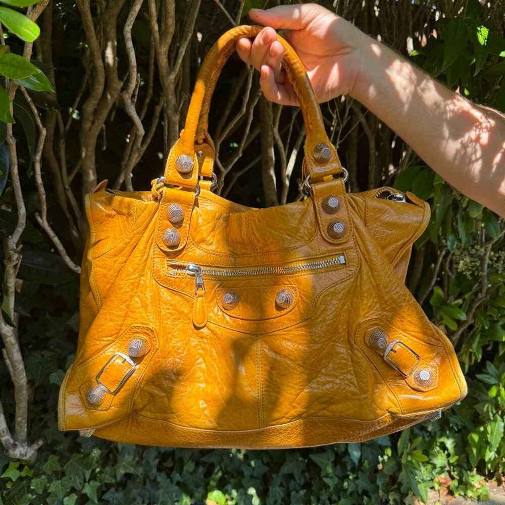 Auth Balenciaga F/W 2007 Jaune Marigold Yellow Chevre Work